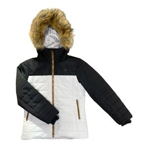 Liquid Women’s Black and White Faux Fur Hooded Ski:Snowboarding Jacket S